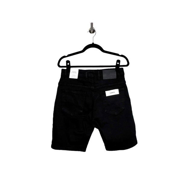 Zara Men’s Denim Shorts Black Size 30 - Picture 7 of 8